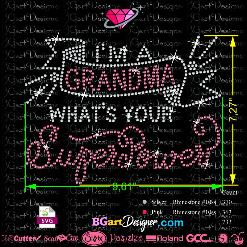 I am a grandma what is your superpower svg rhinestone template, cricut vector svg file, grandma rhinestone svg, mom superpower rhinestone hotfix transfer