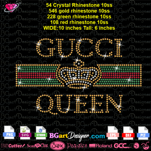 Gucci queen crown rhinestone svg cricut silhouette download
