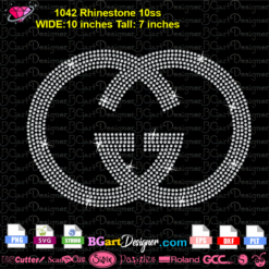 Gucci gg logo rhinestone svg cricut silhouette, gucci download bling rhinestone template digital file