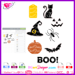 Halloween bundle svg vector cricut silhouette, cat halloween svg, pumpkin svg, spider svg, boo svg, bat svg, witch hat svg, tag svg