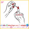 Feminist SVG design with a minimalist hand applying red nail polish on a raised middle finger, spelling 'LOVE.' Ideal for Valentine's Day crafts and empowering apparel.