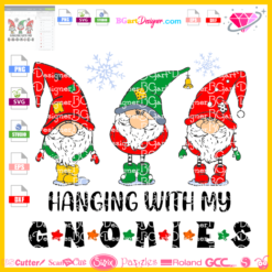 hanging with my gnomies layered vinyl vector cut file svg cricut silhouette, download christmas gnomies free, merry christmas gnomies free vector svg, gnomies christmas png sublimation free