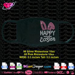 download happy easter bunny ears rhinestone face mask digital bling transfer iron on svg cricut silhouette, bunny ears rhinestone svg, bunny easter bling transfer, happy easter bunny ears rhinestone template