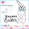 Happy Easter SVG image, Bunny vector svg, Spring Decor SVG, Farmhouse Sign download, Easter Rabbit Illustration, cricut silhouette cut file