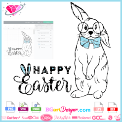 Happy Easter SVG image, Bunny vector svg, Spring Decor SVG, Farmhouse Sign download, Easter Rabbit Illustration, cricut silhouette cut file