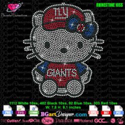 Digital Download: Hello Kitty New York Giants Rhinestone Template - Perfect for Cricut, Silhouette, and Cutting Machines. Create sparkling DIY designs with this 10ss rhinestone template, featuring Hello Kitty in New York Giants attire. Ideal for sports fans and crafters looking to add a touch of bling to their projects.