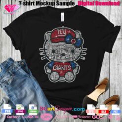 Hello Kitty New York Giants Rhinestone Template - Instant Digital Download for Cricut, Silhouette, and Cutting Machines. This 10ss rhinestone design is perfect for creating custom, sparkling apparel and accessories. Download now to add a unique, glittering touch to your New York Giants fan gear.
