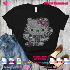 T-shirt mockup featuring Hello Kitty Rhinestone Nurse/Doctor design with stethoscope, perfect for crafting projects.