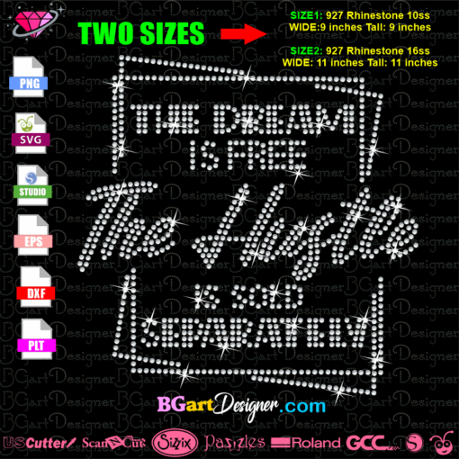 Dream free hustle rhinestone, dream free hustle bling svg cut file cricut silhouette file, sold separately svg cricut cut silhouette