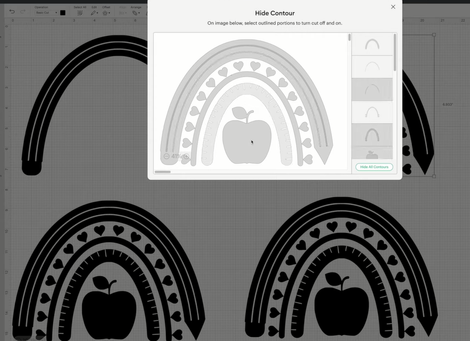 modifying the design layers with the contour feature