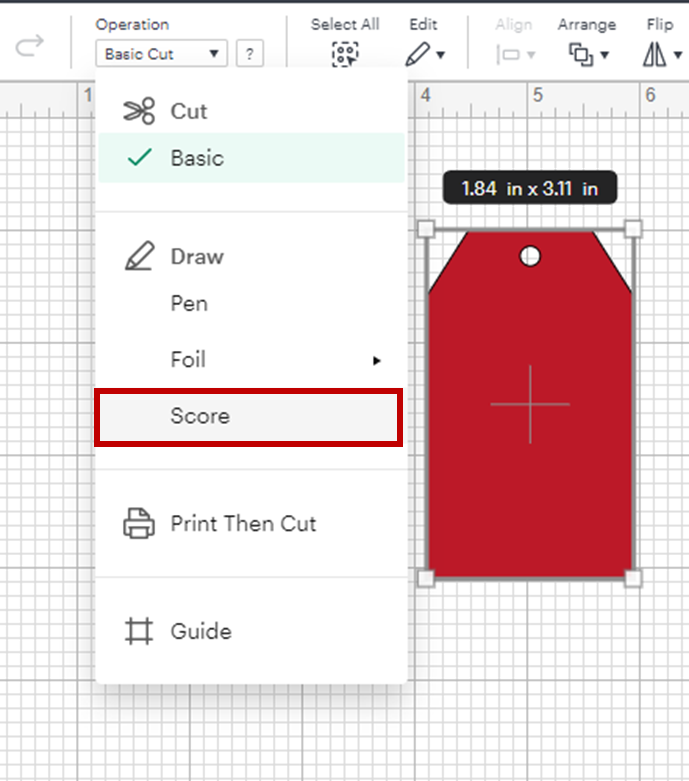 score tool to create a cricut tag