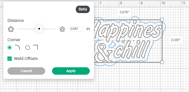 creating the offset in cricut