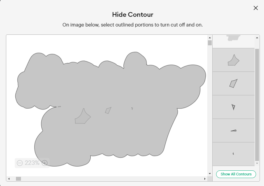 using the contour tool to delete pieces