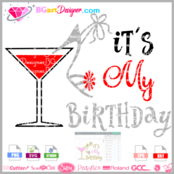 it's my birthday august th martini glass Vinyl digital bling transfer svg cricut silhouette, martini glass high heel shoes layered vector image svg dxf clipart sublimation download