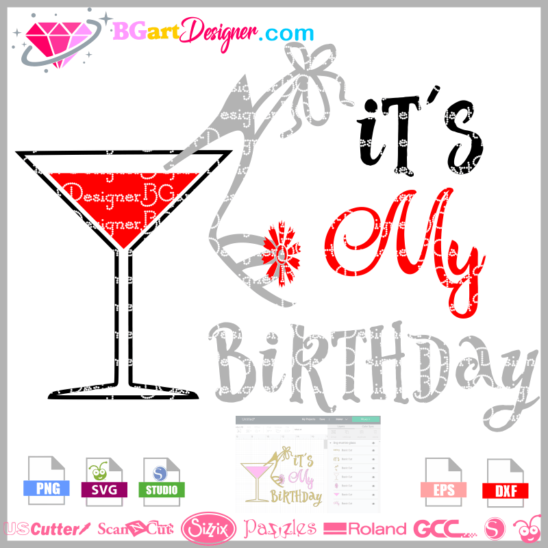 Lllá…download Birthday Martini Glass Vinyl Svg Best Vinyl Layered File