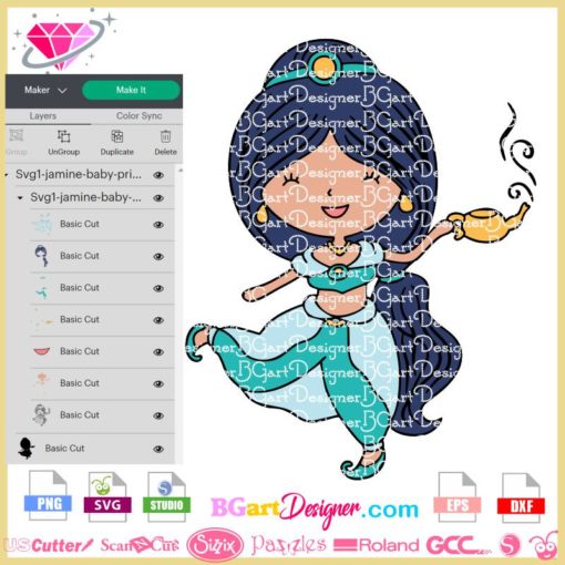 jasmine baby princess svg, jasmine aladdin clipart, jasmine disney svg cricut silhouette