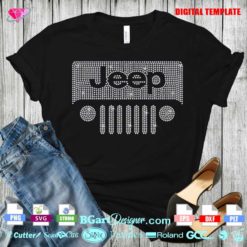 jeep outline rhinestone bling cut file, jeep logo rhinestone template download