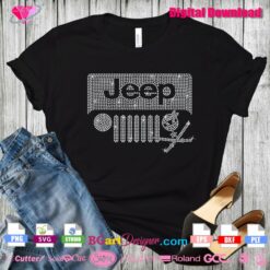 jeep ninja outline rhinestone bling cut file, jeep logo rhinestone template download