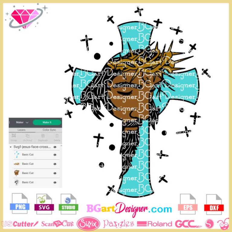 lllᐅ Jesus Face Cross SVG - sublimation Cricut silhouette cuttable file