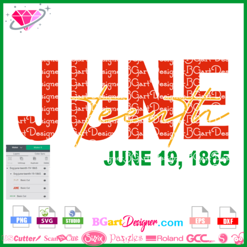 June-teenth 19 1865 svg cricut silhouette, juneteenth svg cuttable , juneteenth layered vinyl htv, instant download juneteenth svg clipart png