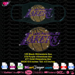 Los Angeles Lakers mask bling basketball logo rhinestone designs svg, instant download, rhinestone templates files for cricut and silhouette machines