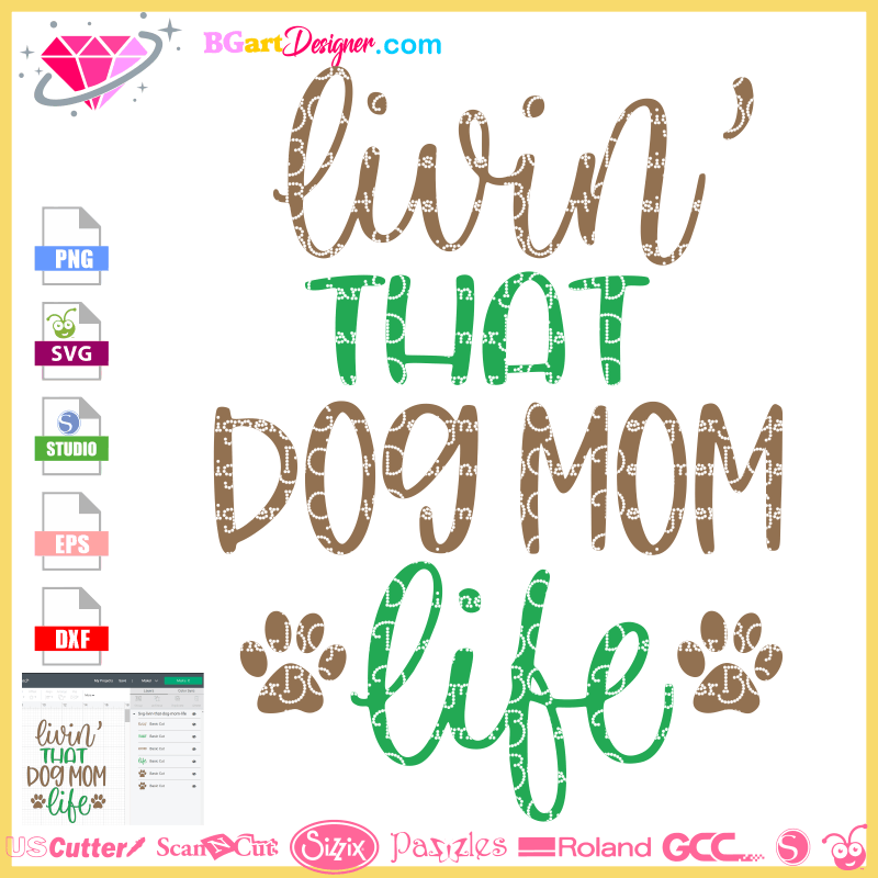 Download Lllá… Livin That Dog Mom Life Svg Htv Vinyl File Layered Cuttable Design