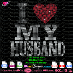 I love my husband rhinestone svg cricut silhouettem love husband heart digital rhinestone template, love husband bling cut file