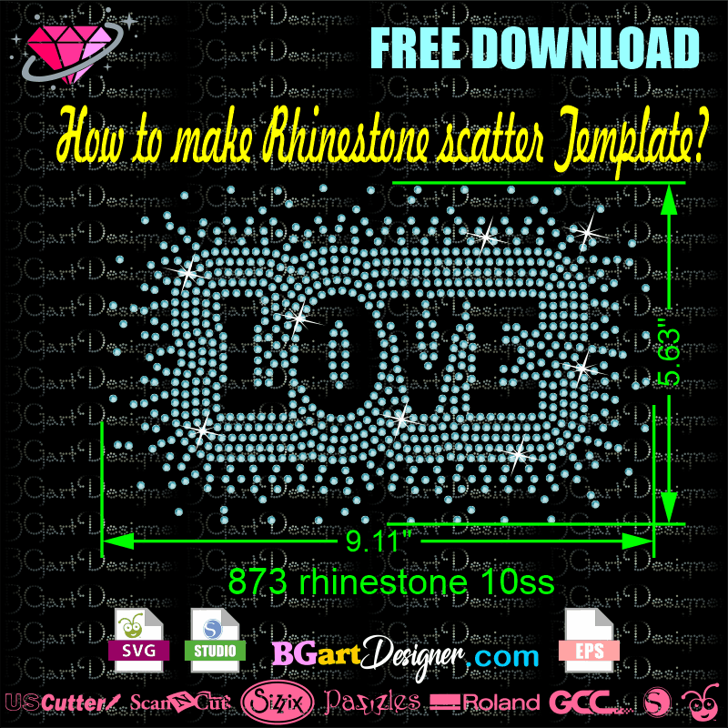 love scatter rhinestone svg cricut silhouette files, make scatter word silhouette studio software, free download cut file rhinestone