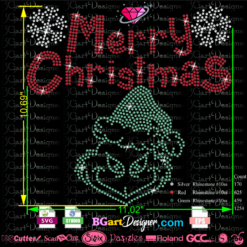 Merry christmas grinch rhinestone svg, grinch rhinestone download, grinch iron on transfer, template svg cricut files, silhouette cameo file