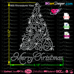 Merry christmas tree rhinestone svg, christmas tree rhinestone template, rhinestone svg vector cricut cut files, cuttable design file, silhouette cameo