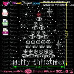 Merry christmas tree rhinestone template svg, hotfix rhinestone svg design, christmas rhinestone cricut file, vector cuttable svg files, silhouette cameo