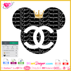 mickey crown chanel svg cricut silhouette, mickey chanel layered cut file download
