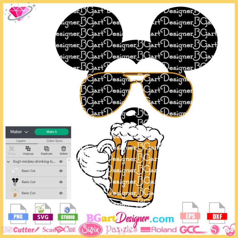 lllᐅ Minnie Mickey Beer Wine SVG sublimation DTF png cricut file