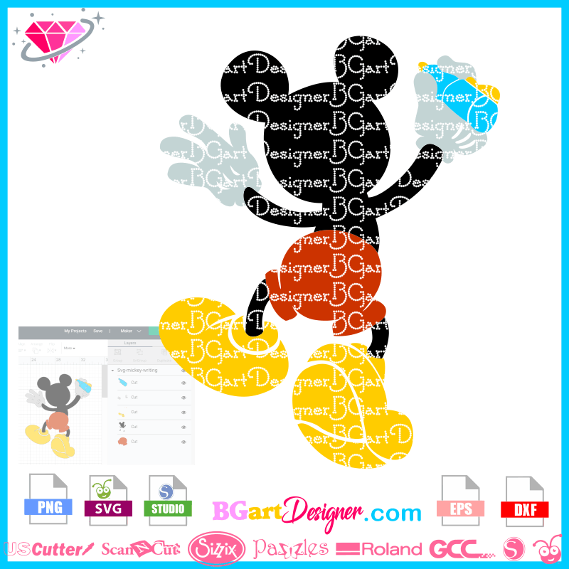 Download Lllá…download Mickey Writing Svg Cricut Cameo Layered Htv Vinyl