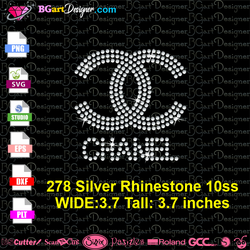 lllᐅ CC Chanel Mini Logo Rhinestone - svg cricut silhouette vector bling