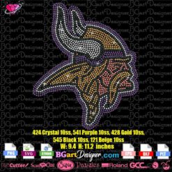 minnesota vikings logo rhinestone svg, vikings digital bling template, NFL Vikings football rhinestone cricut silhouette