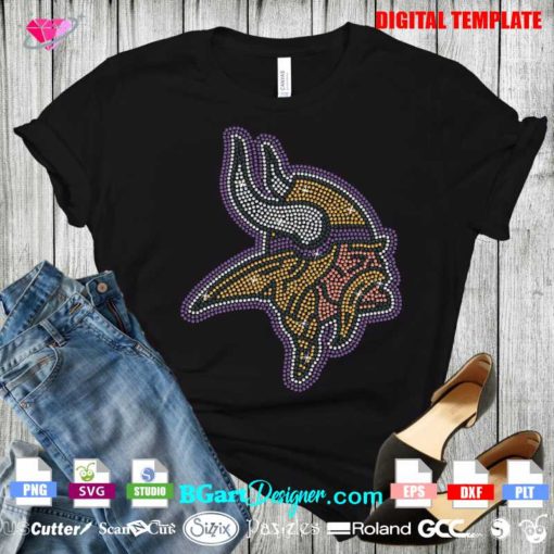 minnesota vikings logo bling transfer, nfl logo rhinestone cricut silhouette