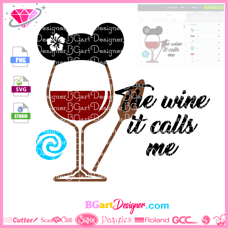Download lllᐅ Printable cuttable Moana Wine glass - layer disney ...