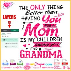 the only thing better than having you for mom is my children having you for a grandma svg