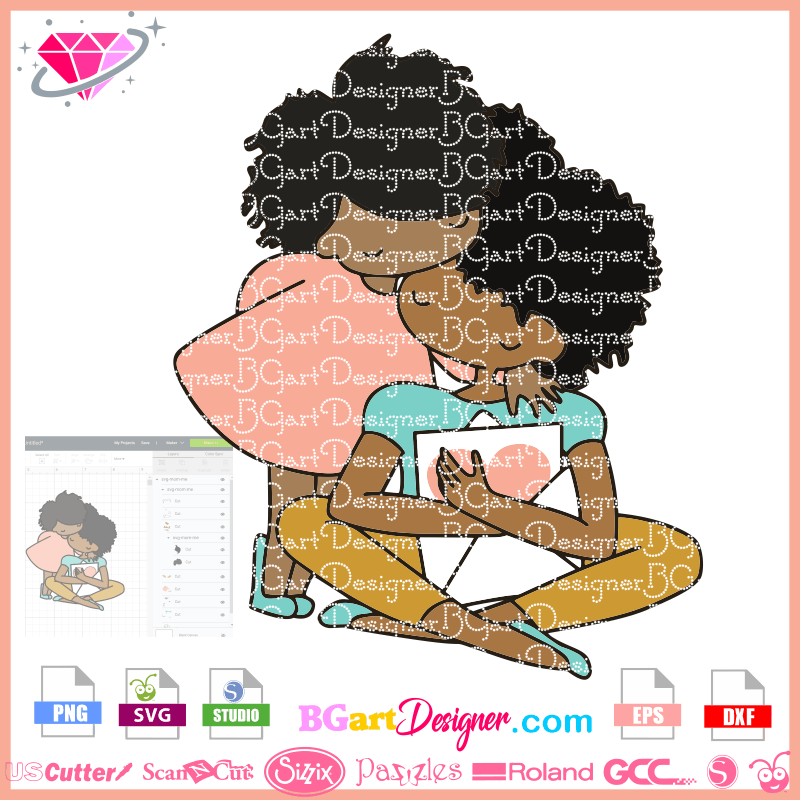 Download lllᐅMom And Daughter Vector svg - cricut cameo mother's day