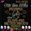 Momma glam-ma rhinestone svg cricut silhouette, god gifted me two tittles momma and glamma bling iron on transfer download, woman rhinestone face silhouette outline svg dxf plt cut file