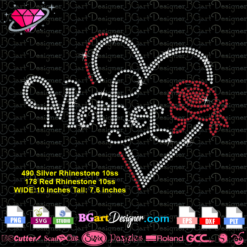 download super mother rose hearts rhinestone svg cricut silhouette bling transfer, mothers mama super mom flowers rhinestone iron transfer, happy mother's day rhinestone template svg vector image