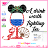 Mulan wine glass svg cricut silhouette, Mulan disney princess layered design download a drink worth fighting for