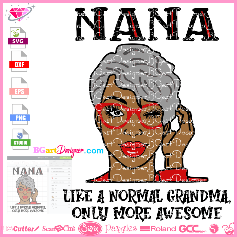 Lllá Nana Grandma Awesome Svg Afro Hair Cricut Silhouette Download