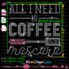 All I need is coffee and mascara rhinestone bling svg template, cricut vector cut files, silhouette cameo, makeup rhinestone, silhouette cameo file, cutting machine, vector cuttable