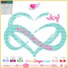 never wlk alone heart svg cricut silhouette, heart infinite footprint with wings svg download, rip memorial angel