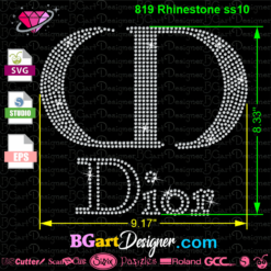 Christian Dior Designer Inspired rhinestone digital download template cricut files silhouette vector cut file