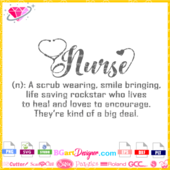 nurse definition svg cut file, nurse cricut file, nurse a scrub wearing smile silhouette cut file instant download for nurse gift