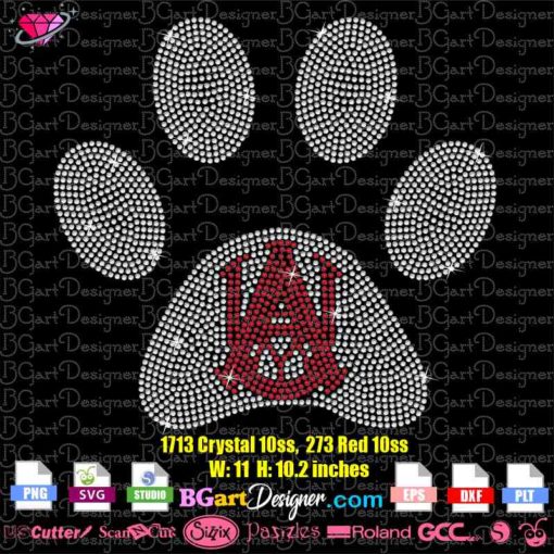 paw aamu bling rhinestone svg