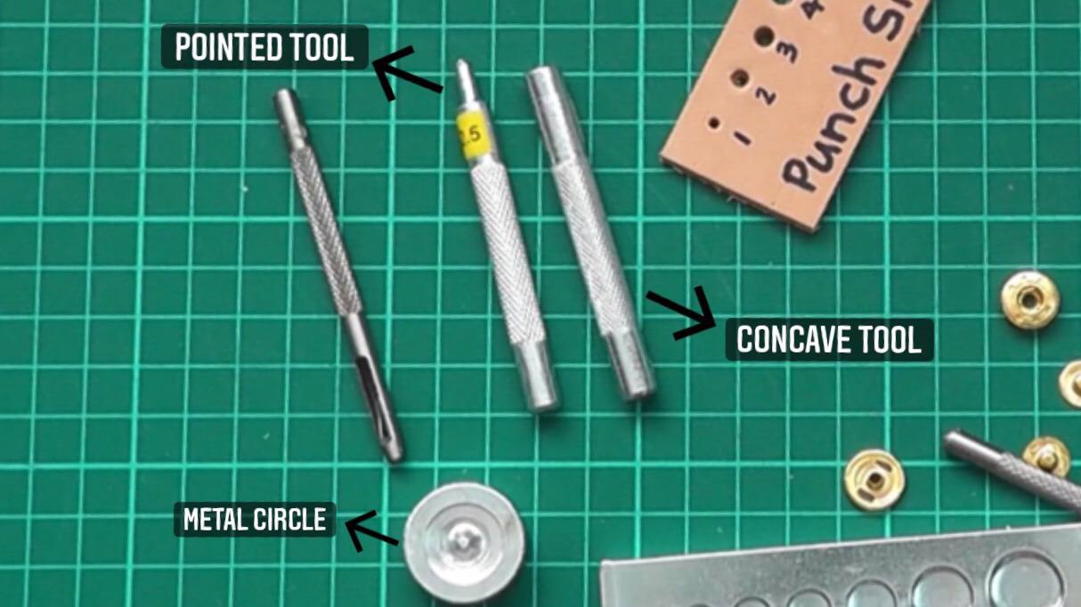 names of the tools of the snap leather fastener kit